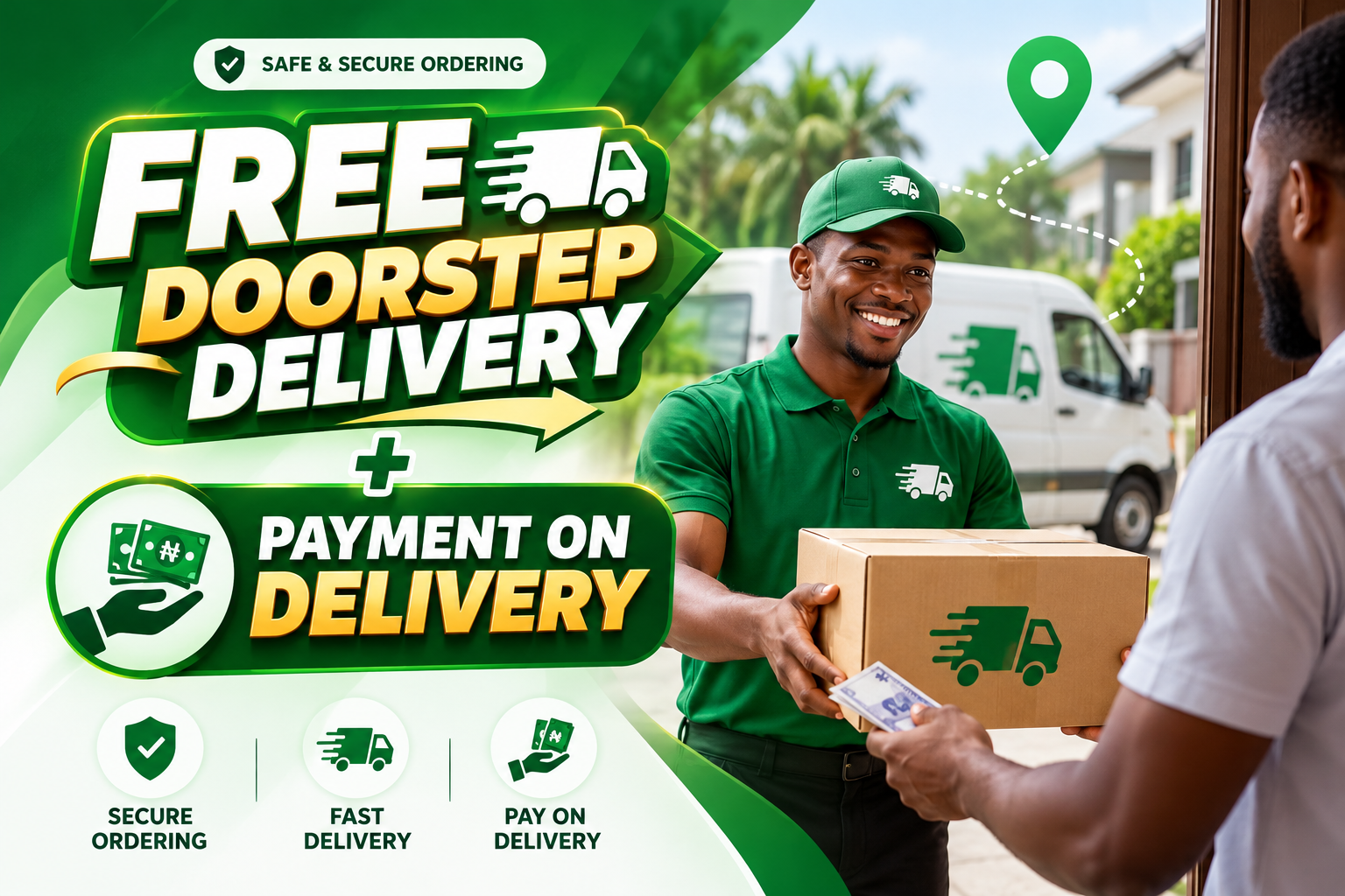 Free Doorstep Delivery and Payment on Delivery